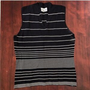 Sleeveless Knit Top Merona Stripes Black Tan Large Rayon Nylon